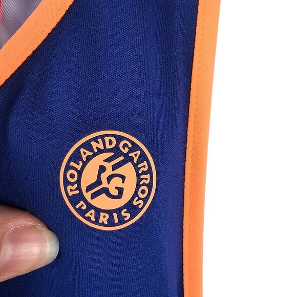 Athleisure Workout Comfy Running Tennis Dress Adidas S Blue Orange Geometric Top - Picture 10 of 14